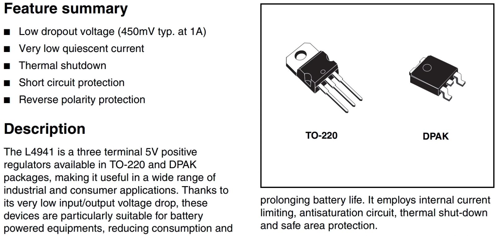מייצב מתח LDO STMICROELECTRONICS L4941